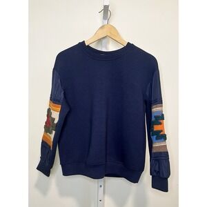 Parma Mixed Media Southwest Sleeve Patchwork Aztec SZ M/L Women's Sweatshirt